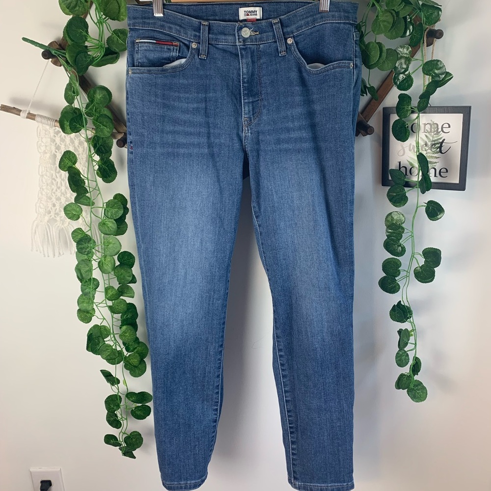 Tommy Hilfiger Jeans Womens Size 14 W32 Blue Skinny Curvy Ankle Mid Rise Pants